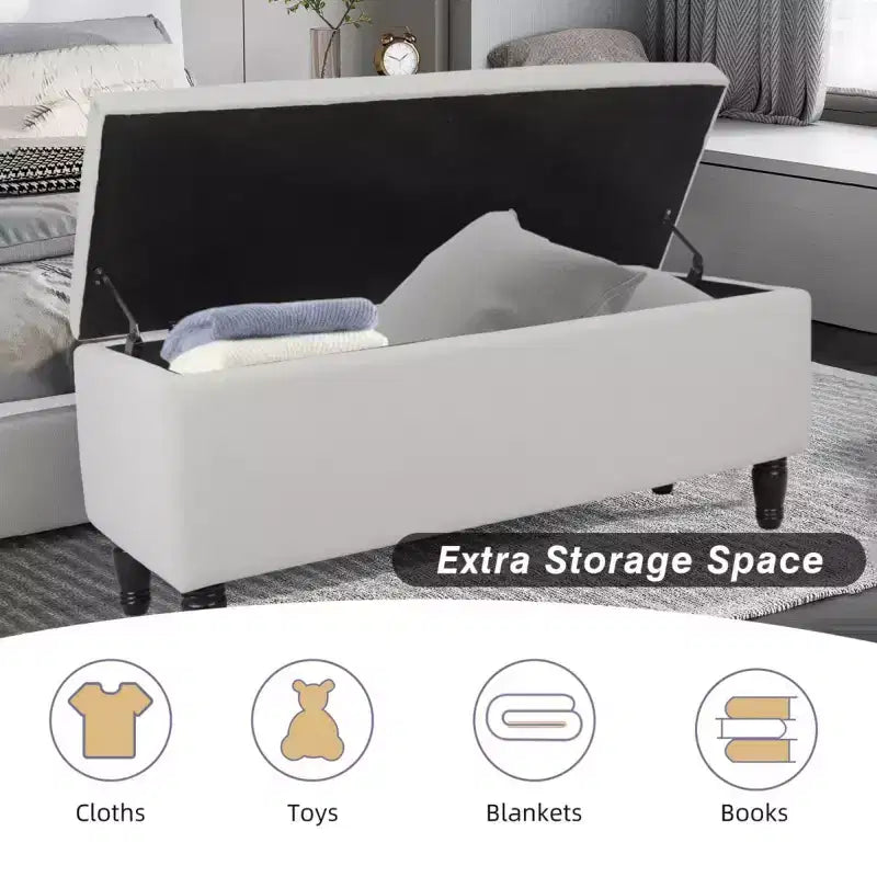 Merax 47 Tufted Velvet Storage Ottoman Bench