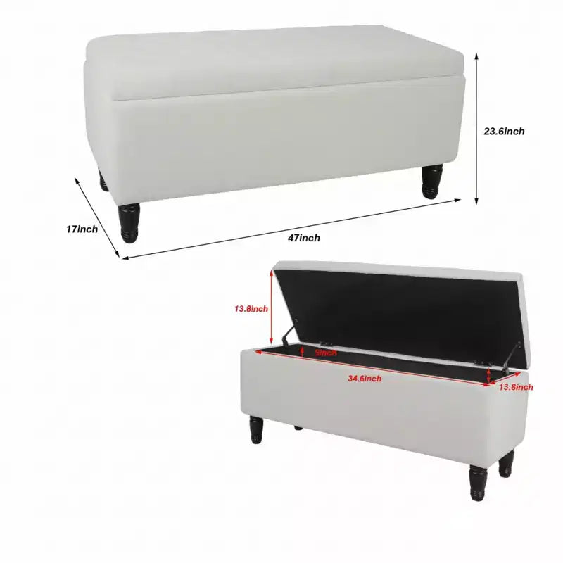Merax 47 Tufted Velvet Storage Ottoman Bench