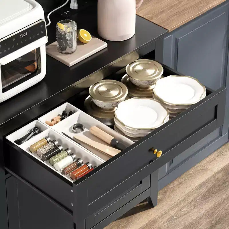 63'' Pantry Cabinet with 4 Hooks, 1 Large Drawer, Adjustable Shelves for Living Room, Dining Room