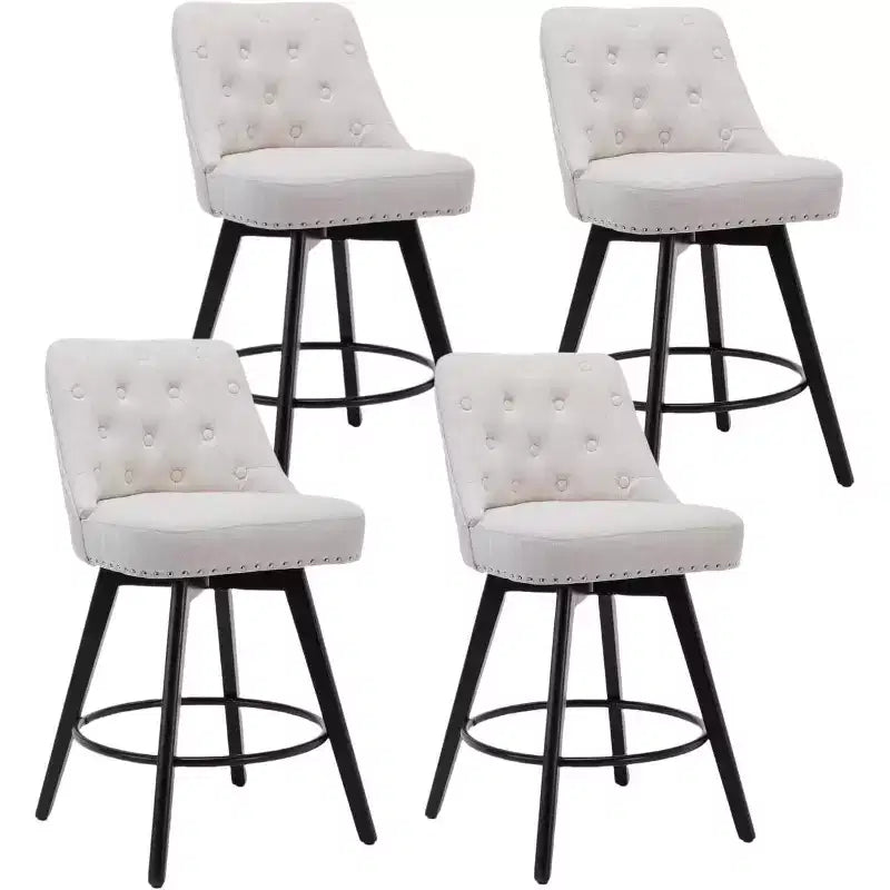 Wooden Dining Chairs Set of 4, Modern Swivel Bar Stools with Back and Wood Legs, Upholstered Barstools Bar Chair for Kitchen Island Home Bar