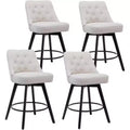 Wooden Dining Chairs Set of 4, Modern Swivel Bar Stools with Back and Wood Legs, Upholstered Barstools Bar Chair for Kitchen Island Home Bar