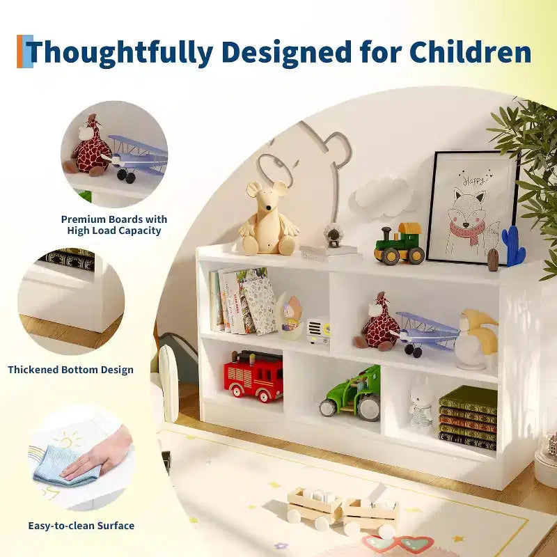 Wooden Toy Storage Organizer,5-Section School Classroom Storage for Organizing Books Toys,Simple Bookshelf for Playroom