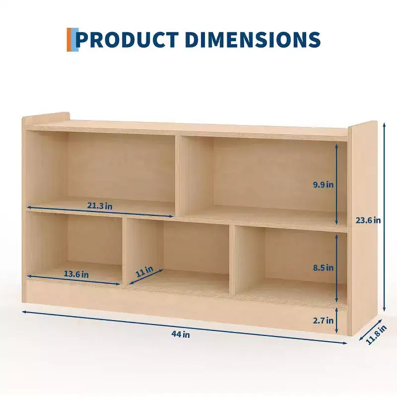 Wooden Toy Storage Organizer,5-Section School Classroom Storage for Organizing Books Toys,Simple Bookshelf for Playroom