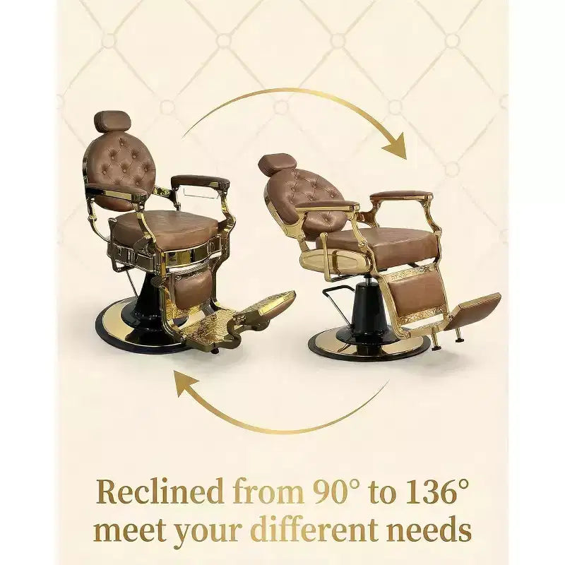 Vintage Heavy Duty Reclining Lounge Chair, Adjustable Height, 360 Swivel, Headrest & Footrest, 700lbs Capacity