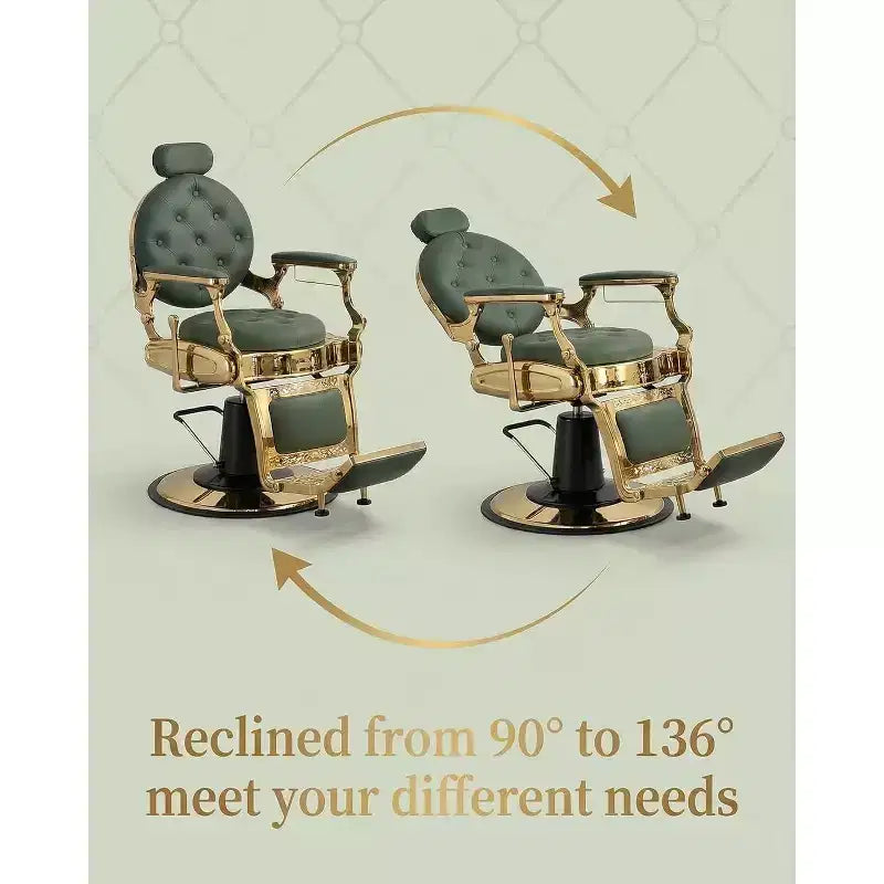 Vintage Heavy Duty Reclining Lounge Chair, Adjustable Height, 360 Swivel, Headrest & Footrest, 700lbs Capacity
