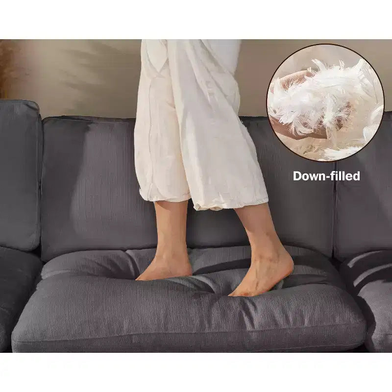 Dyonery Oversized Cloud Modular Sectional Sofa for Living Room,Comfy Couch Down-Filled Wide Deep Seat Couch,Solid Wood Frame,Tool Free Assembly