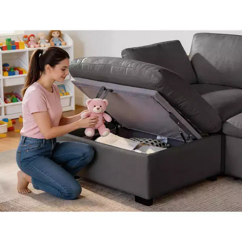 Dyonery Oversized Cloud Modular Sectional Sofa for Living Room,Comfy Couch Down-Filled Wide Deep Seat Couch,Solid Wood Frame,Tool Free Assembly