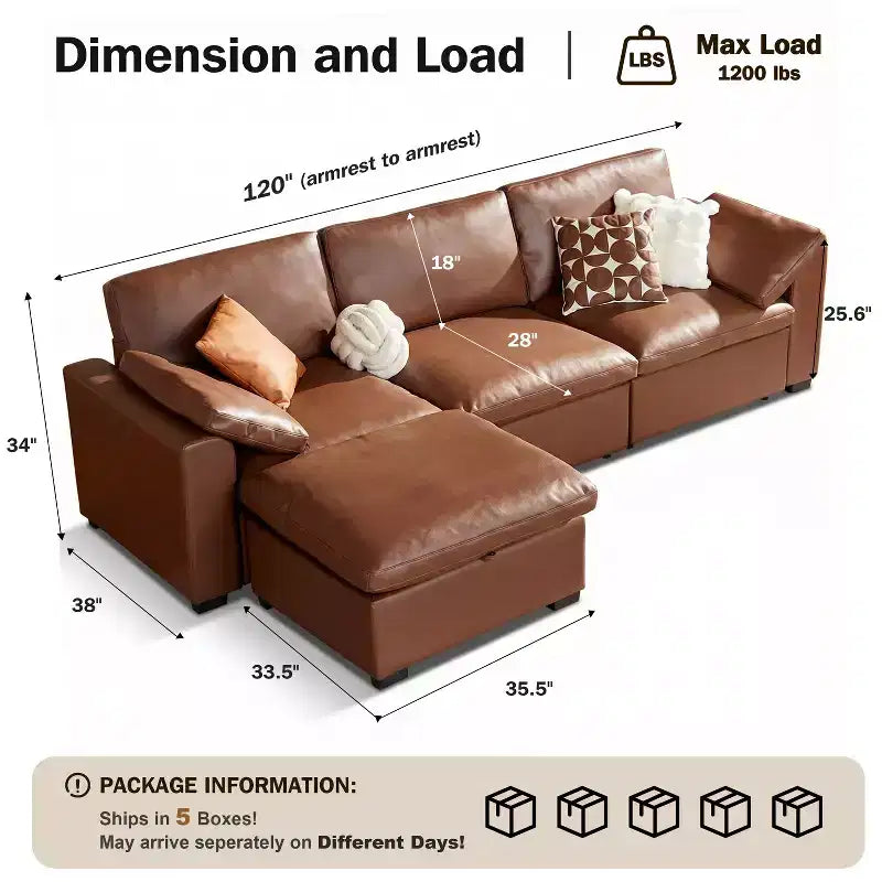 Dyonery Oversized Cloud Modular Sectional Sofa for Living Room,Comfy Couch Down-Filled Wide Deep Seat Couch,Solid Wood Frame,Tool Free Assembly