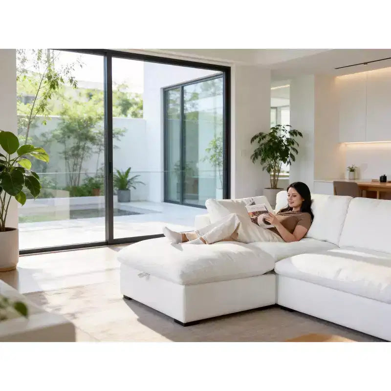 Dyonery Oversized Cloud Modular Sectional Sofa for Living Room,Comfy Couch Down-Filled Wide Deep Seat Couch,Solid Wood Frame,Tool Free Assembly