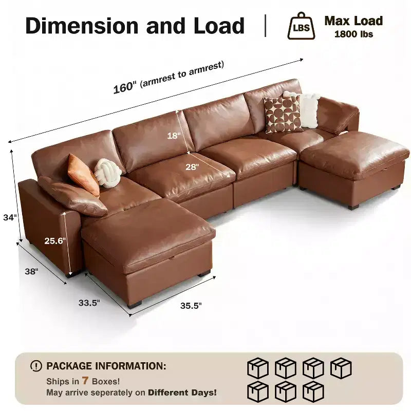 Dyonery Oversized Cloud Modular Sectional Sofa for Living Room,Comfy Couch Down-Filled Wide Deep Seat Couch,Solid Wood Frame,Tool Free Assembly