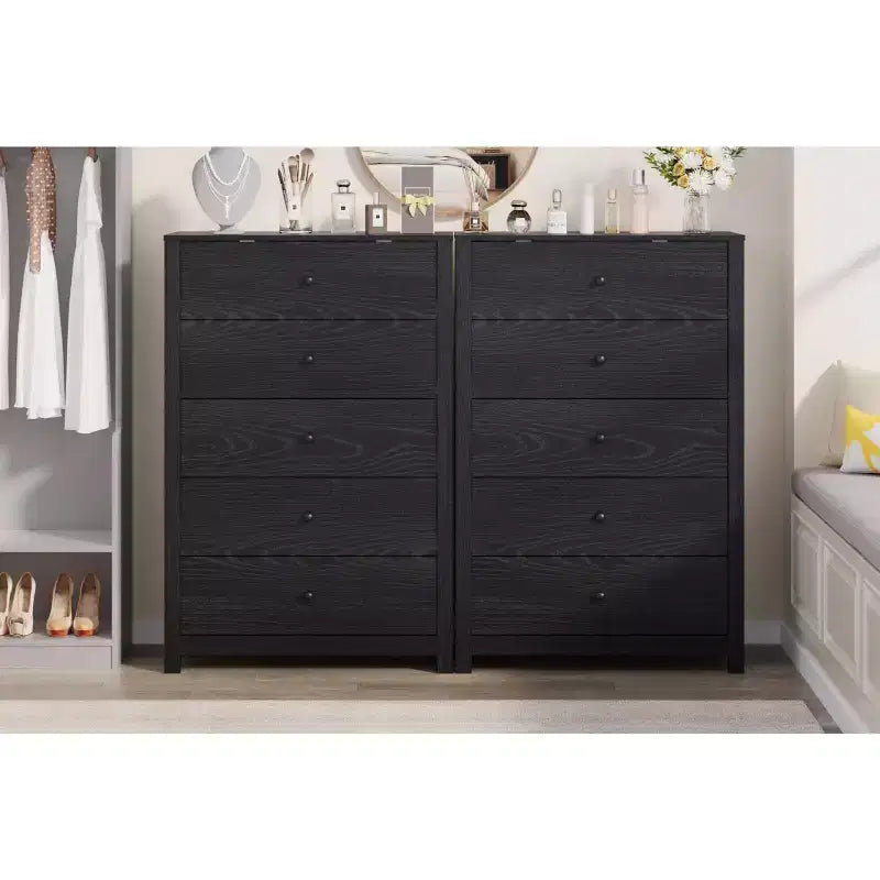 5-Drawer Wood Storage Dresser for Bedroom, Modern Simple Chest of Drawers with Deep Drawers for Living Room, Hallway, Entryway