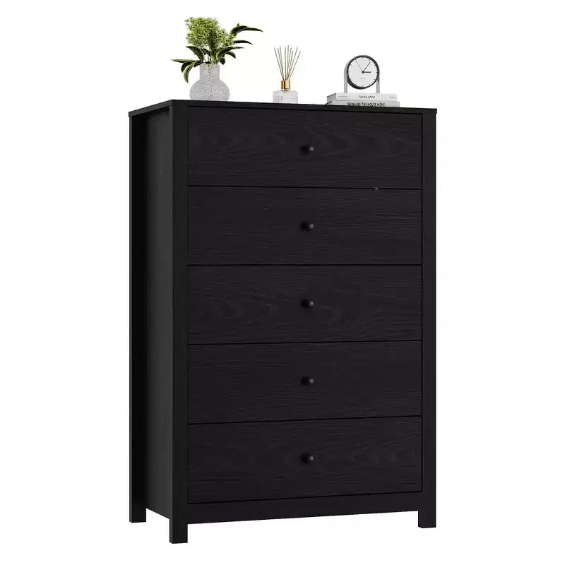 5-Drawer Wood Storage Dresser for Bedroom, Modern Simple Chest of Drawers with Deep Drawers for Living Room, Hallway, Entryway