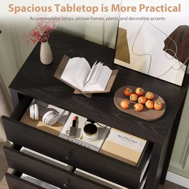 5-Drawer Wood Storage Dresser for Bedroom, Modern Simple Chest of Drawers with Deep Drawers for Living Room, Hallway, Entryway