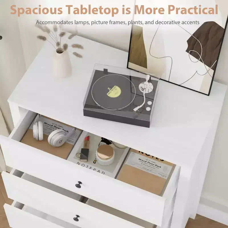5-Drawer Wood Storage Dresser for Bedroom, Modern Simple Chest of Drawers with Deep Drawers for Living Room, Hallway, Entryway