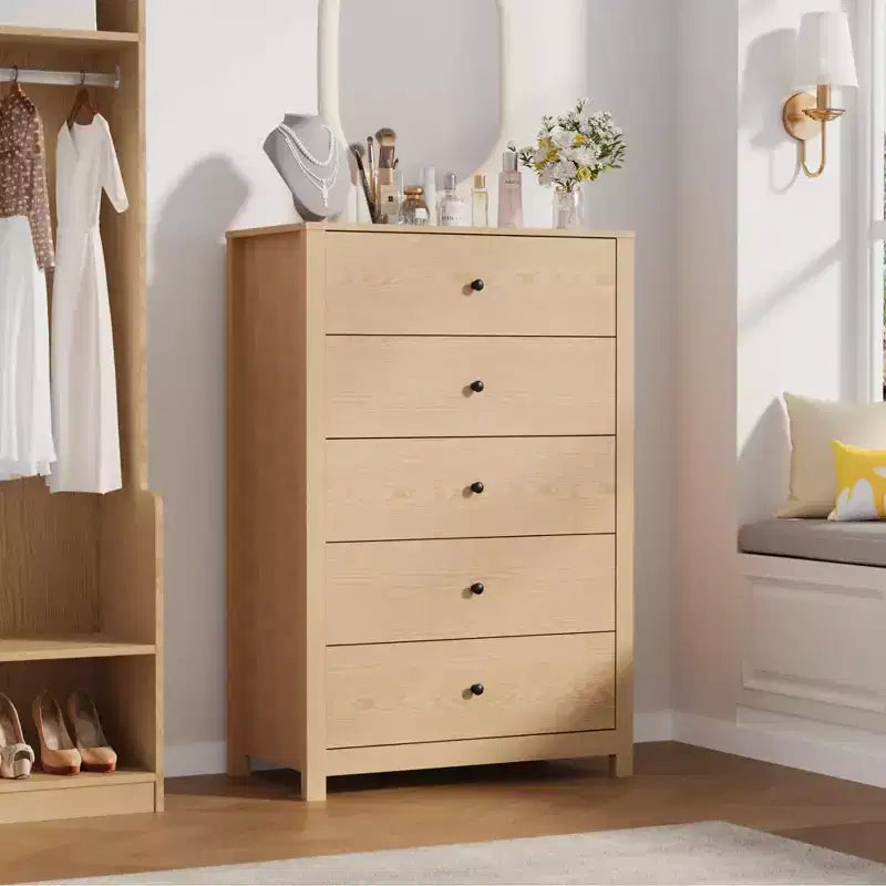 5-Drawer Wood Storage Dresser for Bedroom, Modern Simple Chest of Drawers with Deep Drawers for Living Room, Hallway, Entryway