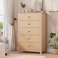 5-Drawer Wood Storage Dresser for Bedroom, Modern Simple Chest of Drawers with Deep Drawers for Living Room, Hallway, Entryway