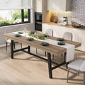 63-83 Extendable Dining Table, Industrial Rectangular Dining Room Table for 6-8 People, Expandable Kitchen Table with Heavy Duty Metal Frame