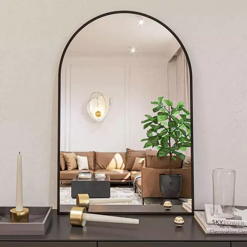 GDFStudio Achara Modern Aluminium Arched Bathroom Wall Mirror