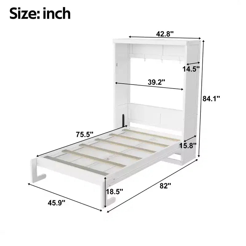 Polibi Murphy Bed with Foldable Cabinet