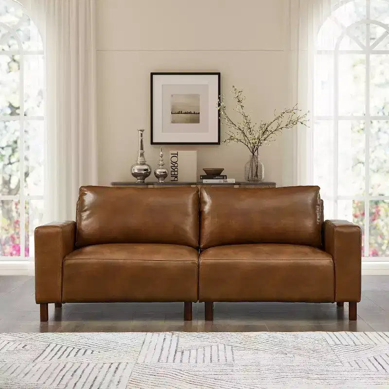 GDFStudio Melvin 78.5 Mid-Century Modern Faux Leather Upholstered Loveseat