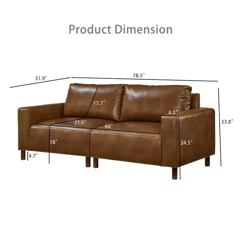 GDFStudio Melvin 78.5 Mid-Century Modern Faux Leather Upholstered Loveseat