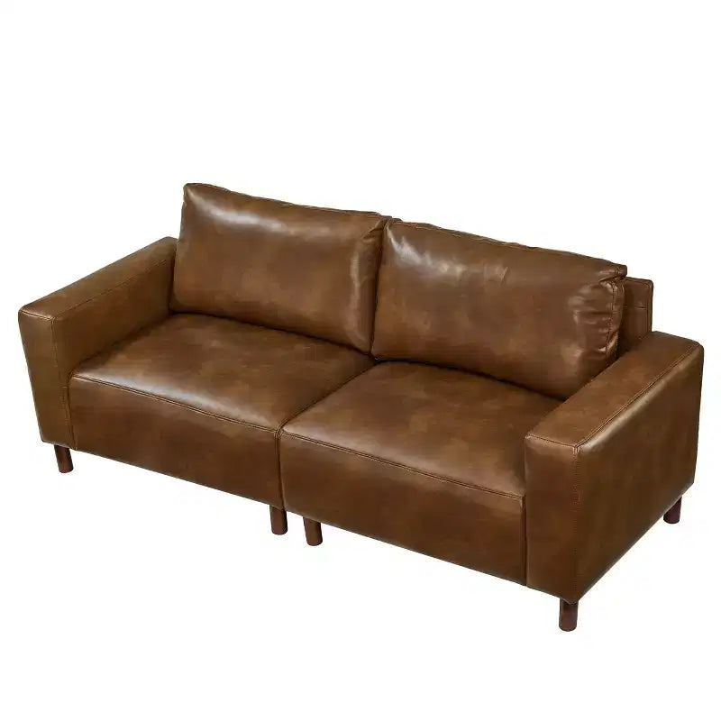 GDFStudio Melvin 78.5 Mid-Century Modern Faux Leather Upholstered Loveseat