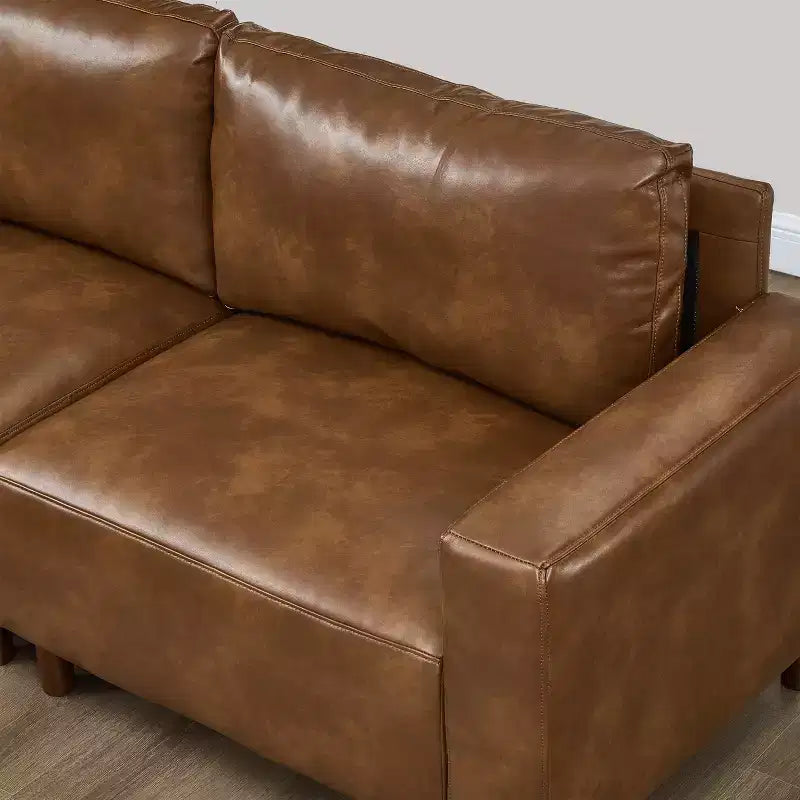 GDFStudio Melvin 78.5 Mid-Century Modern Faux Leather Upholstered Loveseat