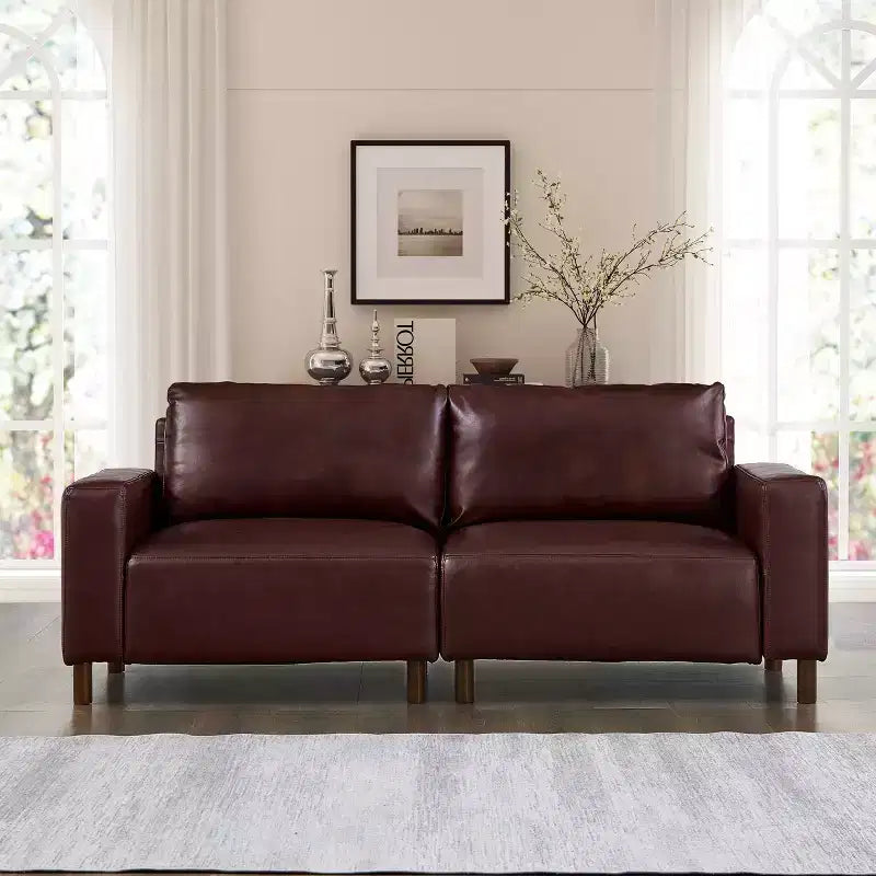 GDFStudio Melvin 78.5 Mid-Century Modern Faux Leather Upholstered Loveseat