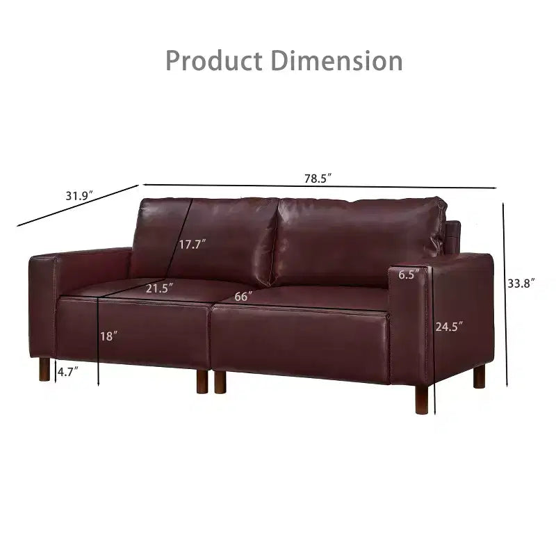 GDFStudio Melvin 78.5 Mid-Century Modern Faux Leather Upholstered Loveseat