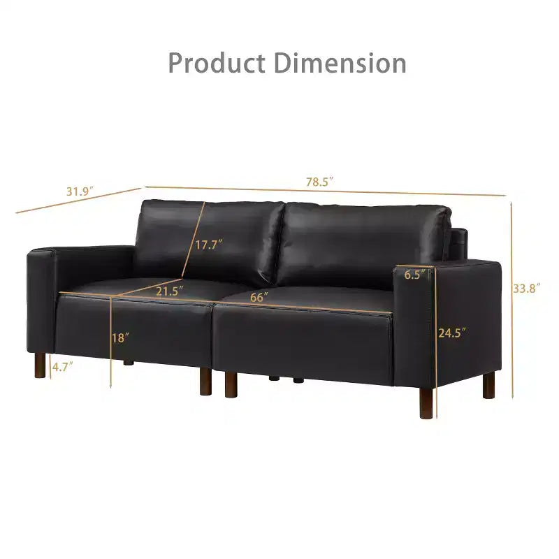 GDFStudio Melvin 78.5 Mid-Century Modern Faux Leather Upholstered Loveseat