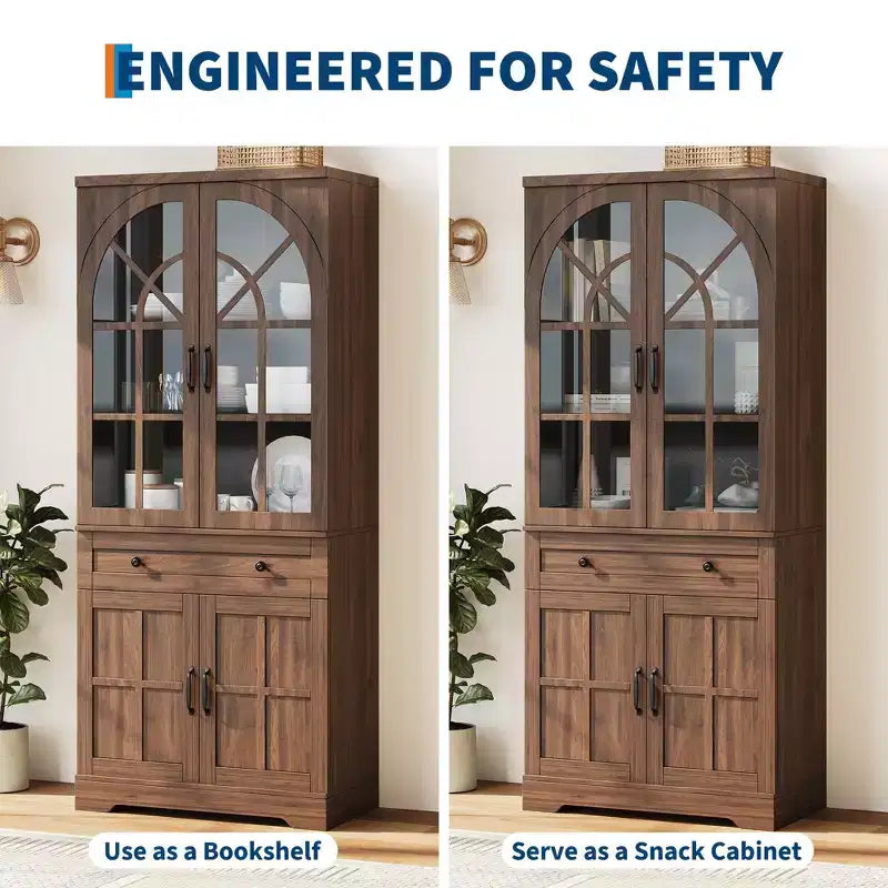 Farmhouse Pantry Cabinet, Freestanding Kitchen Cabinet, Adjustable Shelves, Multifunctional Organizer, for Kitchen, Dining Room, Living Room