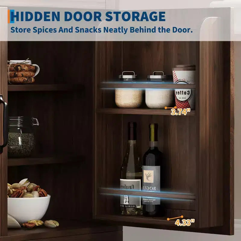 Farmhouse Pantry Cabinet, Freestanding Kitchen Cabinet, Adjustable Shelves, Multifunctional Organizer, for Kitchen, Dining Room, Living Room