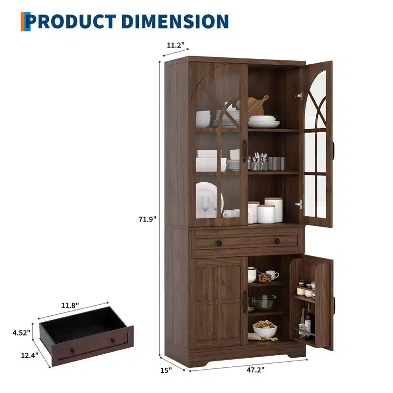 Farmhouse Pantry Cabinet, Freestanding Kitchen Cabinet, Adjustable Shelves, Multifunctional Organizer, for Kitchen, Dining Room, Living Room