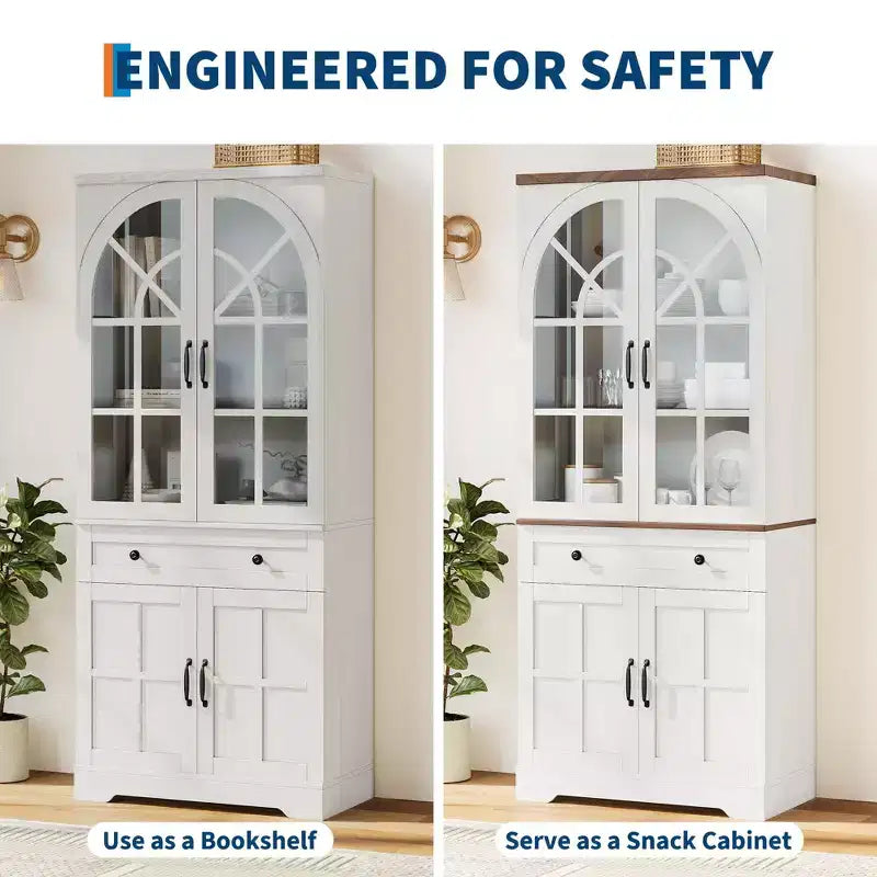 Farmhouse Pantry Cabinet, Freestanding Kitchen Cabinet, Adjustable Shelves, Multifunctional Organizer, for Kitchen, Dining Room, Living Room