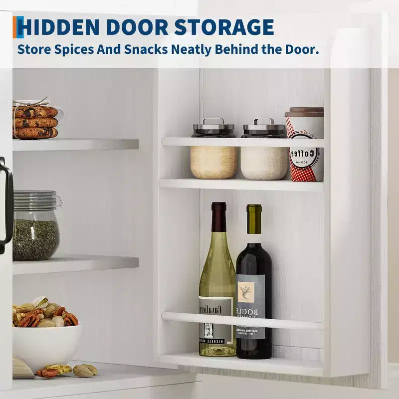 Farmhouse Pantry Cabinet, Freestanding Kitchen Cabinet, Adjustable Shelves, Multifunctional Organizer, for Kitchen, Dining Room, Living Room