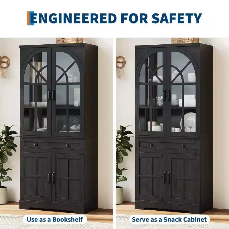 Farmhouse Pantry Cabinet, Freestanding Kitchen Cabinet, Adjustable Shelves, Multifunctional Organizer, for Kitchen, Dining Room, Living Room