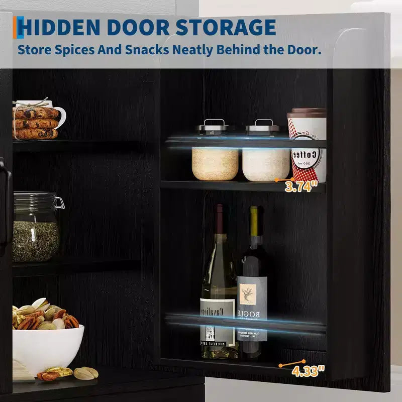 Farmhouse Pantry Cabinet, Freestanding Kitchen Cabinet, Adjustable Shelves, Multifunctional Organizer, for Kitchen, Dining Room, Living Room