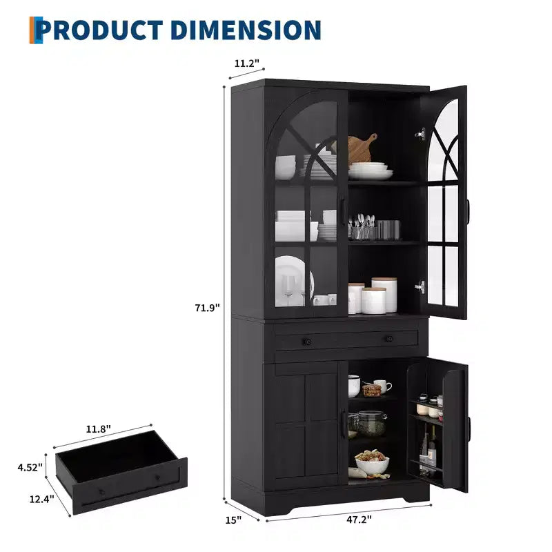 Farmhouse Pantry Cabinet, Freestanding Kitchen Cabinet, Adjustable Shelves, Multifunctional Organizer, for Kitchen, Dining Room, Living Room
