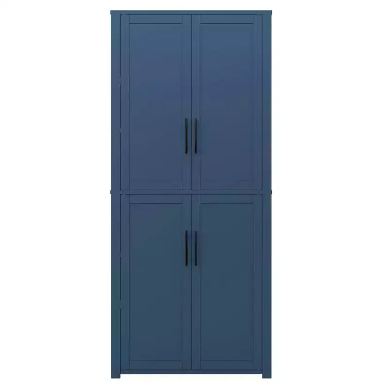 MAYEERTY 67x28x15 Inch White Wood Grain Freestanding 4-Door Storage Cabinet with Solid Wood Doors for Home Living Room