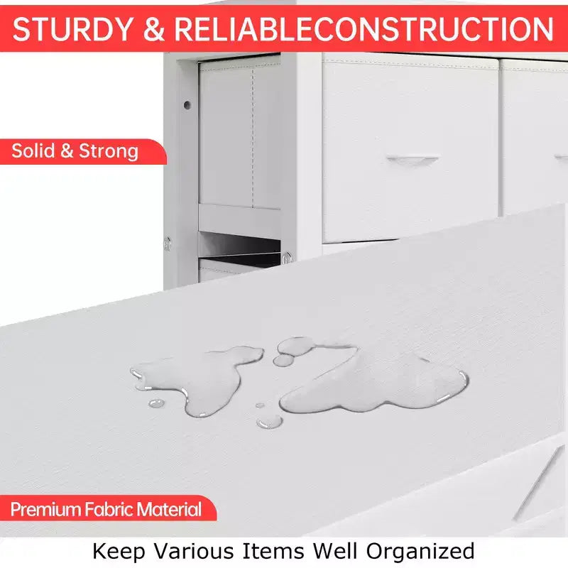 Tall Dresser for Bedroom,16 Drawer Dressers & Chests of Drawers, Fabric Storage Cabinet for Bedroom, Living Room, White