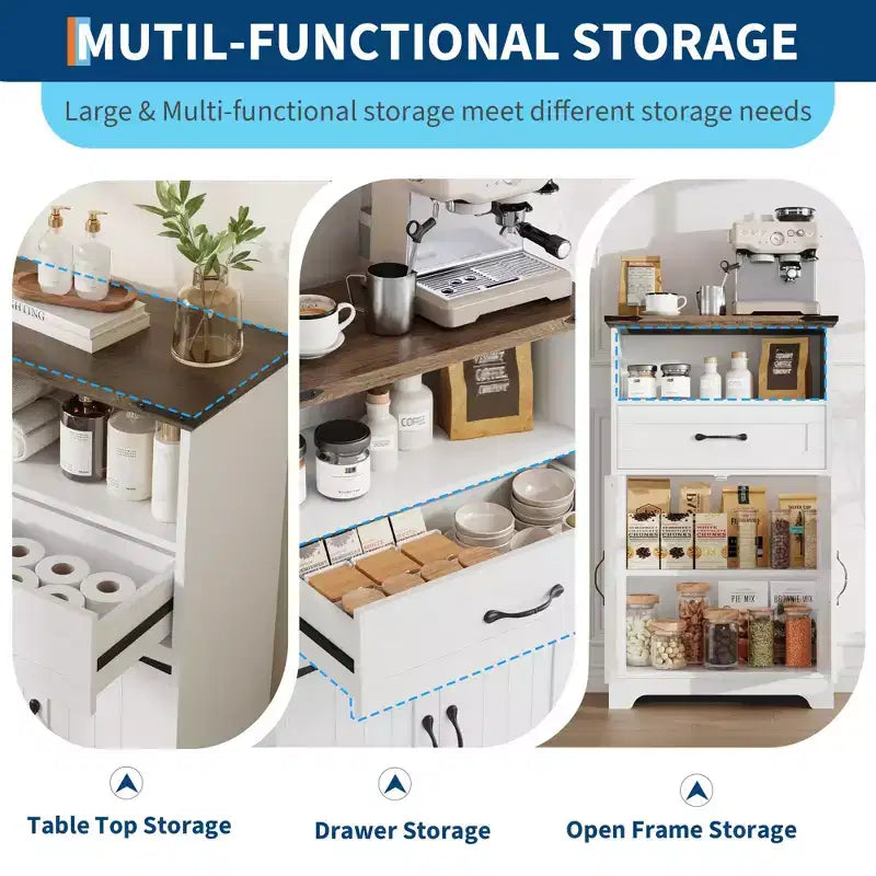 Bathroom Storage Cabinet Set of 2, Farmhouse Organizer for Bathroom, Kitchen, Living Room, Entryway