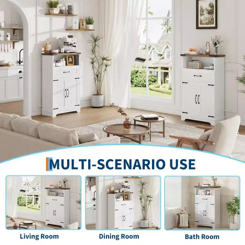 Bathroom Storage Cabinet Set of 2, Farmhouse Organizer for Bathroom, Kitchen, Living Room, Entryway