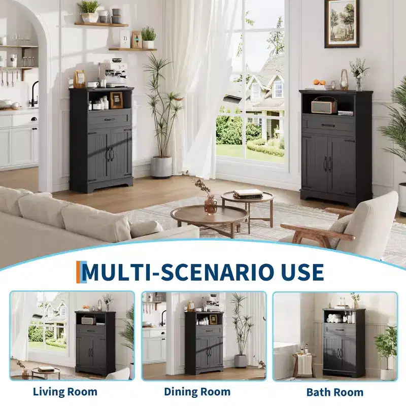 Bathroom Storage Cabinet Set of 2, Farmhouse Organizer for Bathroom, Kitchen, Living Room, Entryway