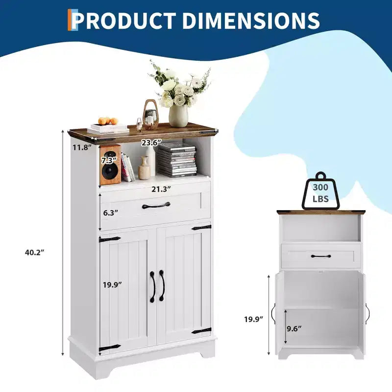 Bathroom Storage Cabinet Set of 2, Farmhouse Organizer for Bathroom, Kitchen, Living Room, Entryway