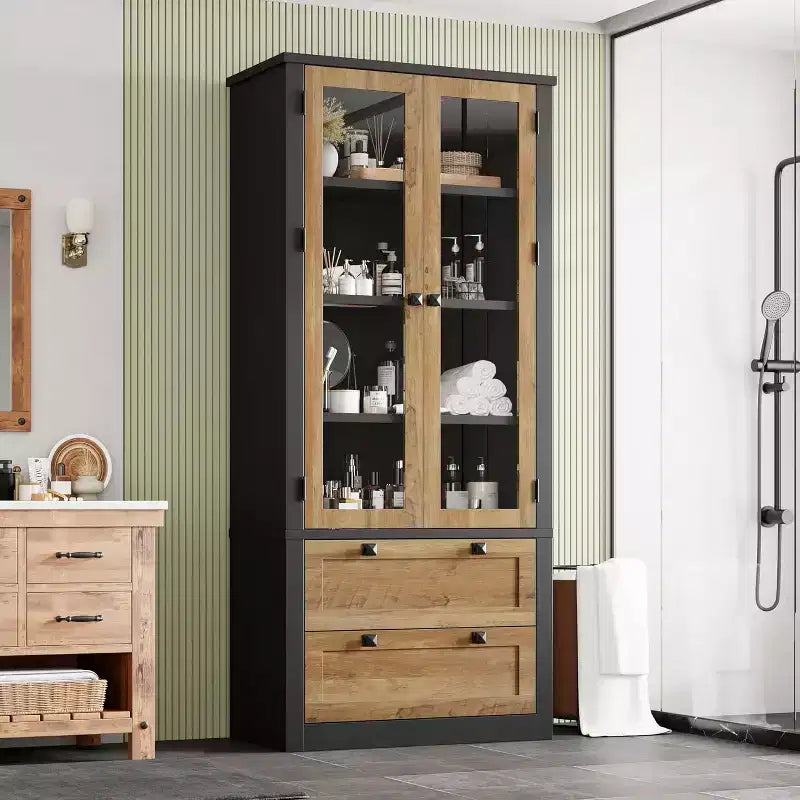 72 Kitchen Pantry Storage Cabinet, Modern Farmhouse Pantry with 2 Large Drawers & Adjustable Shelves, Freestanding Kitchen Cupboard for Dining Room