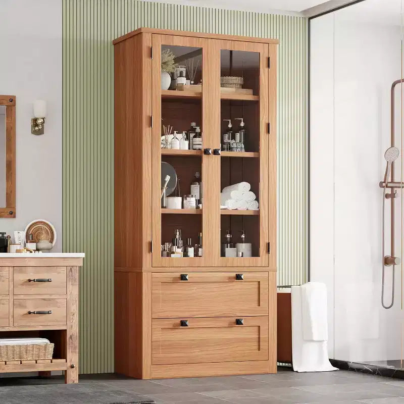 72 Kitchen Pantry Storage Cabinet, Modern Farmhouse Pantry with 2 Large Drawers & Adjustable Shelves, Freestanding Kitchen Cupboard for Dining Room