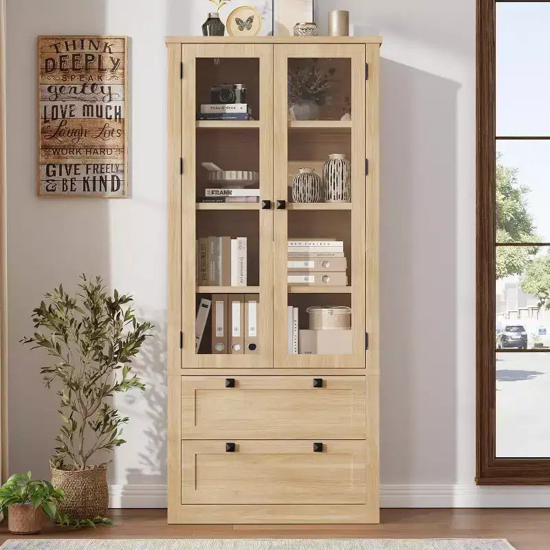 72 Kitchen Pantry Storage Cabinet, Modern Farmhouse Pantry with 2 Large Drawers & Adjustable Shelves, Freestanding Kitchen Cupboard for Dining Room
