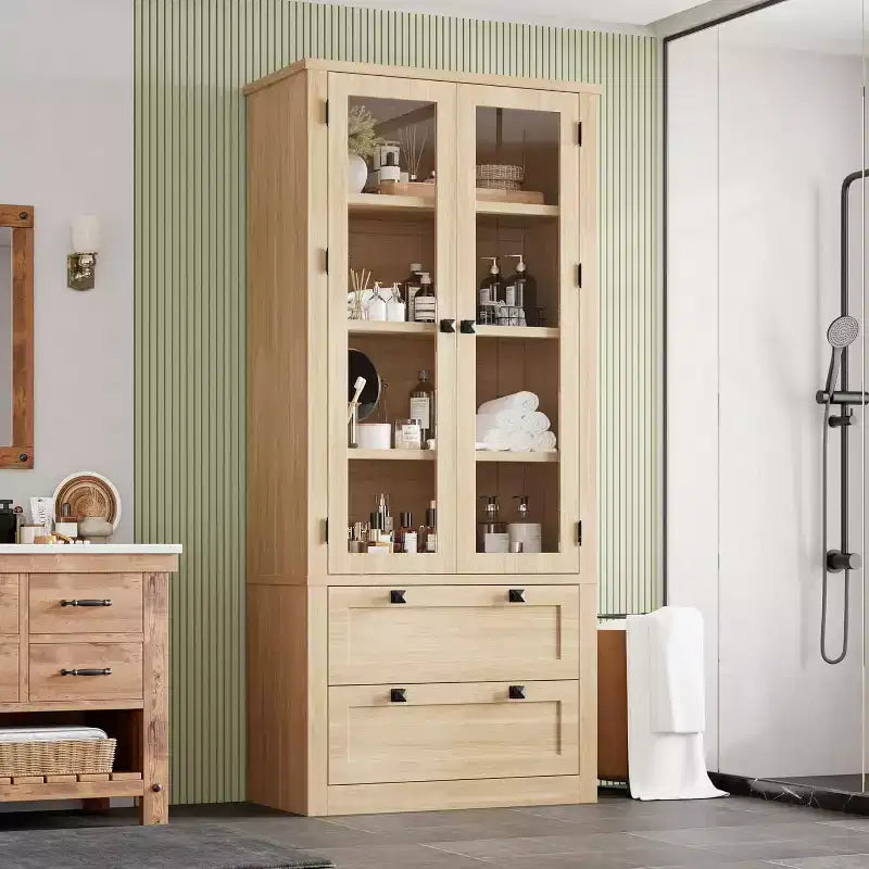 72 Kitchen Pantry Storage Cabinet, Modern Farmhouse Pantry with 2 Large Drawers & Adjustable Shelves, Freestanding Kitchen Cupboard for Dining Room