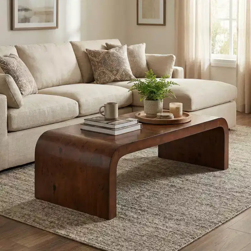 Christopher Knight Home Arden Modern Waterfall Coffee Table with Curved Edges