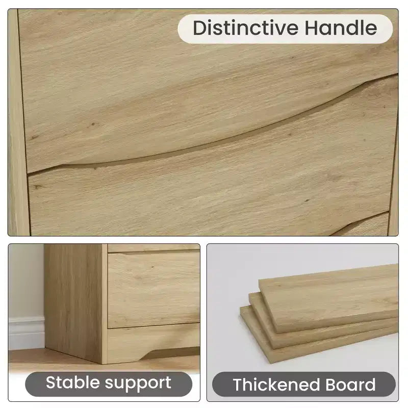 Modern Dresser with 3 Spacious Drawers - 23.6x14.2x29.5, Hidden Handles for Bedroom & Living Room